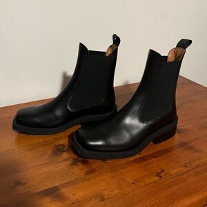 Ganni black square toe chelsea boot